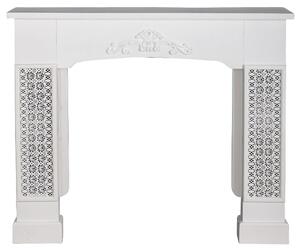 Casa Padrino cornice per camino in stile country con ornamenti bianca 115 x 23 x H. 100 cm - Mobili in stile country