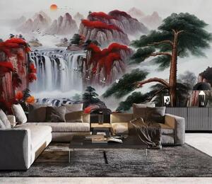 Carta da parati Cascata in stile giapponese, Carta da parati Stile Orientale, u36222 : Uwalls.it
