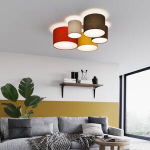 Lindby Laurenz plafoniera 5 luci 93cm rosso-giallo