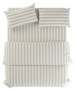 Set copripiumino e federa grigio chiaro/color crema in lino per letto singolo 135x200 cm Natural Stripes – Native Natural