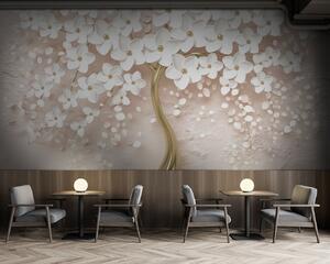 Carta da parati Albero da fiore con grandi fiori dalle tonalità rosa, Carta da parati 3D, Carta da parati Fiori 3D, u37065v3 : Uwalls.it