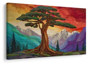 Quadro su tela – Splendido albero della vita in montagna