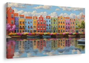 Quadro su tela – Case colorate lungo il canale