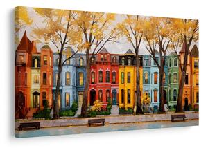 Quadro su tela – Case colorate nel viale
