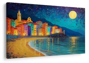 Quadro su tela – Città notturna sul mare