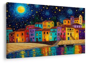 Quadro su tela – Notte colorata sulla città