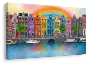 Quadro su tela – Città arcobaleno sul canale