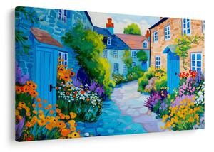 Quadro su tela – Vicolo estivo pieno di fiori