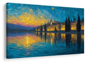 Quadro su tela – Bagliore notturno sul lago