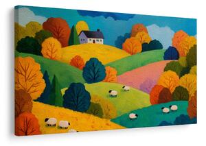 Quadro su tela – Paesaggio autunnale con pecore