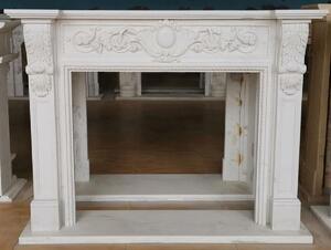 Casa Padrino cornice per camino barocco bianca 165 x 32 x h. 127 cm - Magnifica cornice per camino in marmo di alta qualità - Accessori decorativi in stile barocco