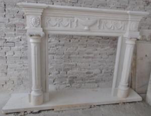 Casa Padrino: cornice barocca per caminetto beige 150 x 30 x h. 120 cm - Magnifica cornice per caminetto in marmo di alta qualità - Accessori per la decorazione del caminetto barocco - Nobile e magnifico