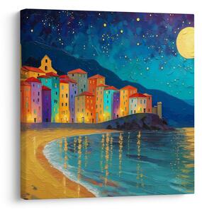 Quadro su tela – Case colorate sulla costa