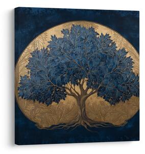 Quadro su tela – Albero della vita dorato in spazio blu