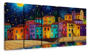 Quadri 5 pezzi – Villaggio notturno incantato