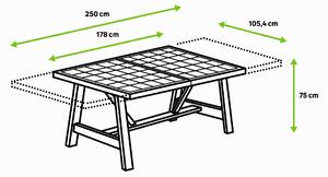 Tavolo da giardino allungabile Soho Heritage in acacia con piano in ceramica marrone per 10 persone 178/250x105.4cm
