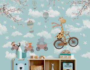 Carta da parati Animali divertenti in bicicletta, Carta da parati per Bambini, u41137 : Uwalls.it