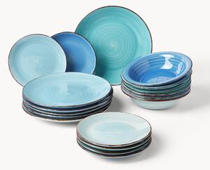 Servizio Da Tavola Moderno Villa D'Este Home Tivoli Servizio Piatti 12 Pezzi In Gres, 4 Posti Tavoladiversi, Terra Mar Ocean Piatti Microonde Gres Colorato