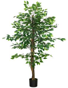 HOMCOM Pianta Artificiale di Ficus Alta 150cm per Interno ed Esterno con Vaso Incluso