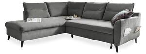 Divano letto angolare in velluto grigio chiaro L, angolo sinistro Stylish Stan - Miuform
