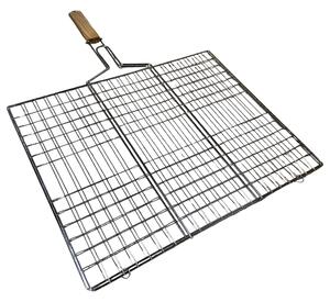 Griglia graticola 50x38,5 cm a doppia piastra in acciaio per brace e anello di blocco BestBQ