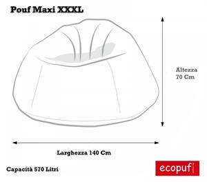 Cover pouf poltrona sacco maxi xxxl in poliestere 70x140 cm