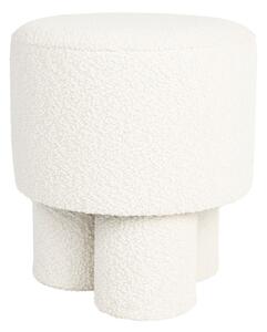 Poggiapiedi bianco con rivestimento in bouclé Marcos – White Label
