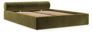 Letto matrimoniale imbottito verde scuro con contenitore e rete inclusi 180x200 cm Solvo – Maison de Rêve