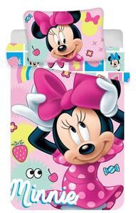 Set copripiumino e federa da bambini rosa in cotone per culla 100x135 cm Minnie "Sweet" – Jerry Fabrics