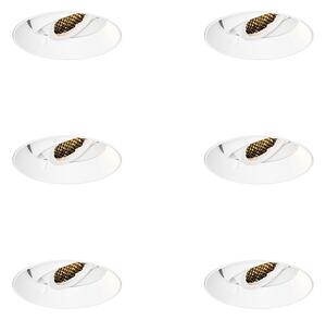 Set di 6 faretti da incasso moderni bianchi GU10 rotondi senza bordi - Oneon Honey