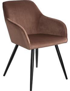 Tectake sedia marilyn effetto velluto, gambe nere - marrone/nero, per pezzo