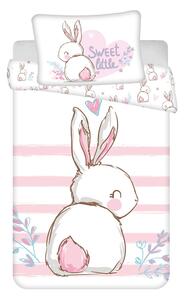 Set copripiumino e federa da bambini bianco/rosa in cotone per culla 100x135 cm Bunny "Sweet" – Jerry Fabrics