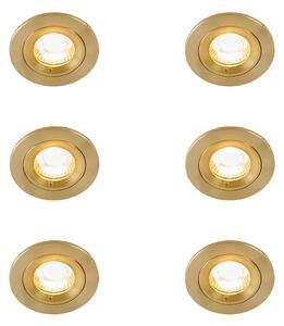 Set di 6 faretti da incasso moderni oro rotondi IP44 - Xena