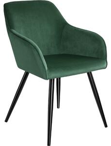 Tectake sedia marilyn effetto velluto, gambe nere - verde scuro/nero, per pezzo