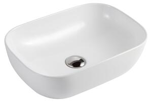 MUEBLES PITARCH - Lavabo rettangolare con angoli arrotondati, in Vetroceramica bianca, dimensioni 14 x 46