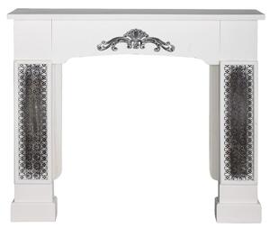 Casa Padrino cornice per camino in stile country con ornamenti bianchi 115 x 23 x H. 100 cm - Decorazione fatta a mano in stile country