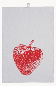 Panno in lino Strawberry, serigrafato a mano