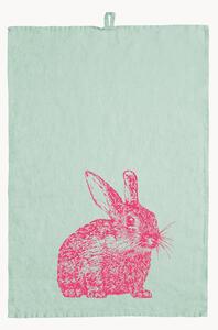 Panno in lino Wild Rabbit, serigrafato a mano