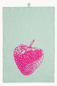 Panno in lino Strawberry, serigrafato a mano