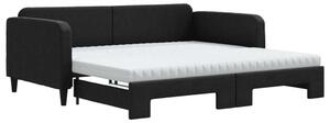 VidaXL Divano letto estraibile con materasso Nero 100x200 cm Tessuto