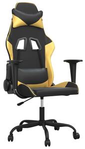 Sedia da Gaming Nera e Oro in Pelle finta