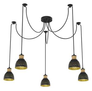 Prezent 27525 - Lampadario a sospensione con filo MESCALA 5xE14/40W/230V ragno nero