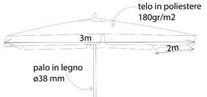 DOMINUS - ombrellone da giardino 2x3 palo centrale in legno