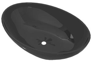 Lavello in Ceramica di Lusso Nero Ovale 40 x 33 cm