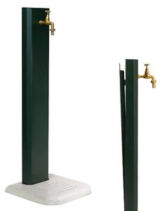 Fontana da Giardino con Colonna Ovale Rubinetto in Ottone con Base in Cemento Dimensioni 40x40xh 100 cm con tubo rubinetto, flessibile e Gomito resistente al gelo Verde raffaello