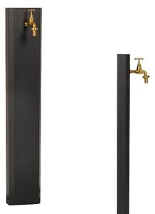 Fontana Decorativa Giardino Corten con Rubinetto Forma Schiacciata Dimensioni 20x10xh 100 cm con tubo rubinetto, flessibile e Gomito resistente al gelo Colore Antracite