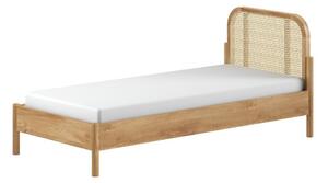 Letto singolo di colore naturale in rovere massiccio con rete inclusa 90x200 cm Olive Rotan – Vipack