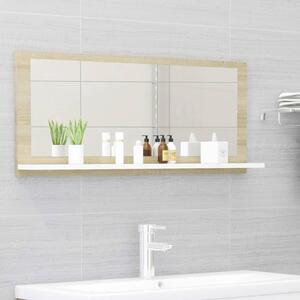 Specchio Bagno Bianco e Rovere Sonoma 90x10,5x37 cm Multistrato