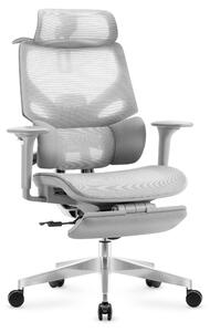 Mark Adler Expert 8.7 Sedia ergonomica per ufficio in rete grigia, braccioli 4D, schienale regolabile, poggiatesta, poggiapiedi, fino a 150 kg