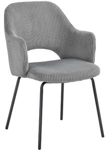 HOMCOM Sedia rivestita in Velluto a Coste, con Forma a Conchiglia e Gambe in Metallo, Grigio | Aosom Italy